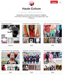 Haute Culture Pinterest account